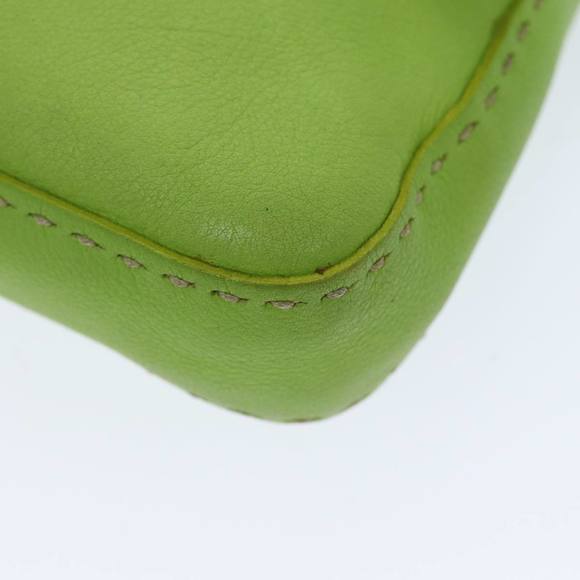 FENDI Celeria Mamma Baguette Shoulder Bag Leather Green Auth yk12521 - Picture 9 of 16